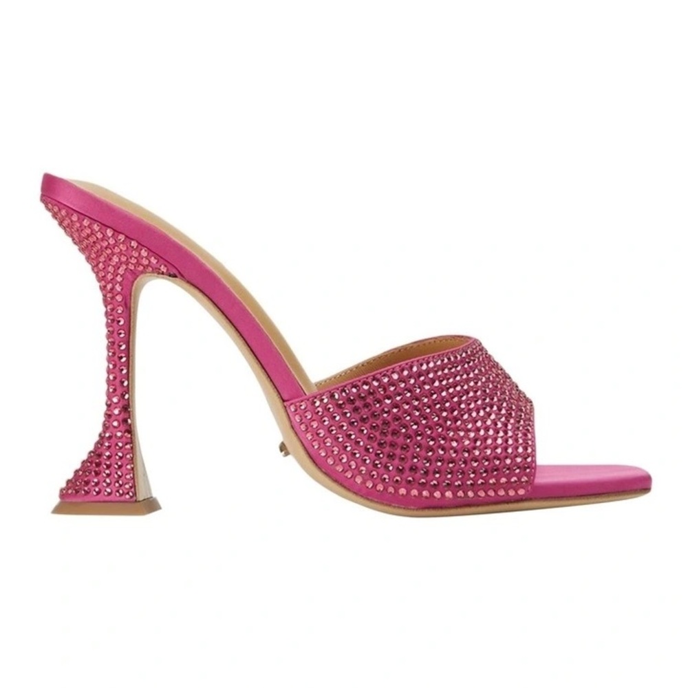 Tony Bianco Serri Pink Rhinestone Square Toe Heels